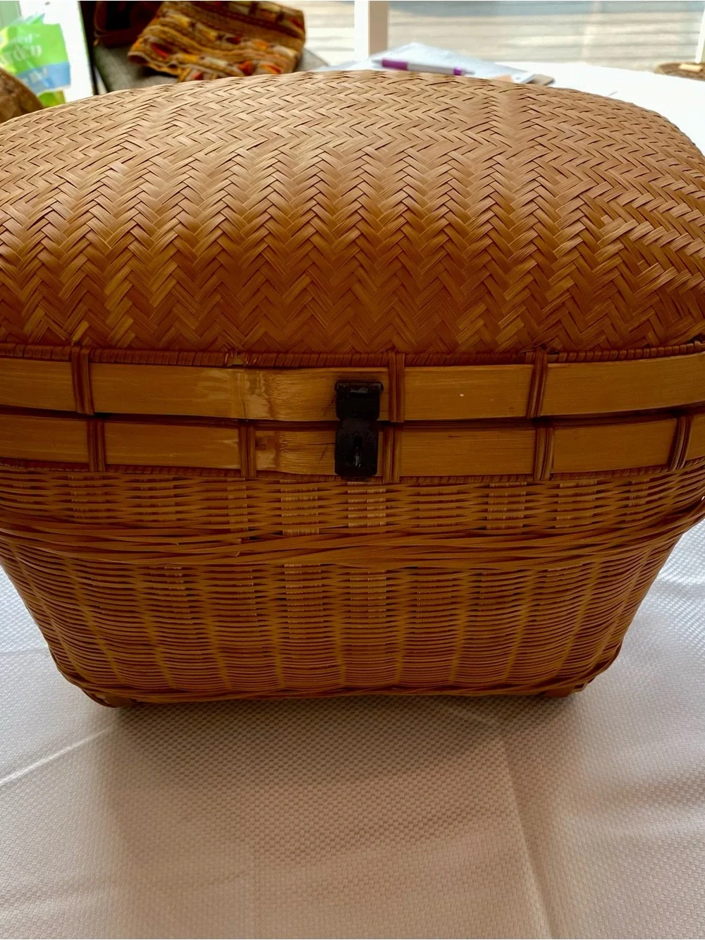 Woven Rattan Storage Basket - Natural Brown